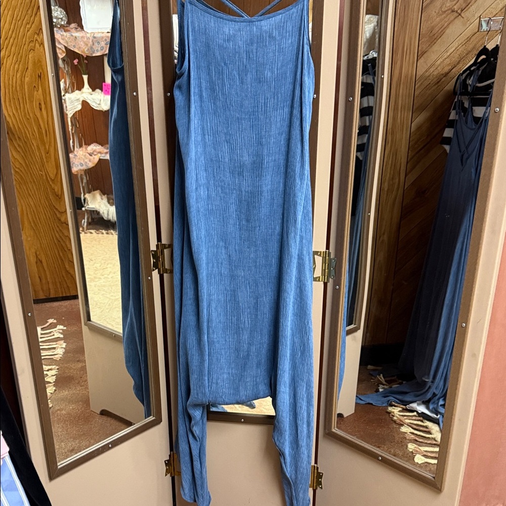 Blue Sleeveless Balloon Romper by L & B